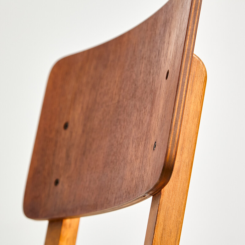 Chaise vintage empilable en bois de bouleau par Asko, 1960