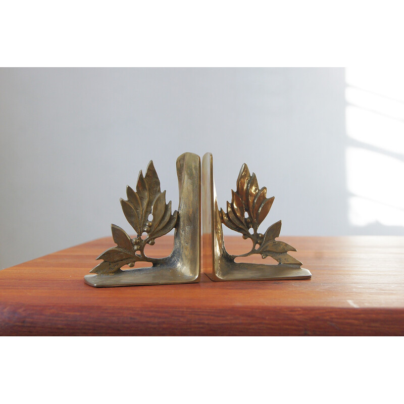 Pair of mid-century brass bookends, 1950-1960s