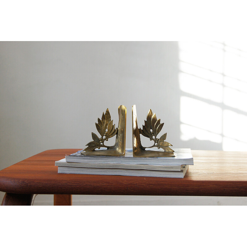 Pair of mid-century brass bookends, 1950-1960s