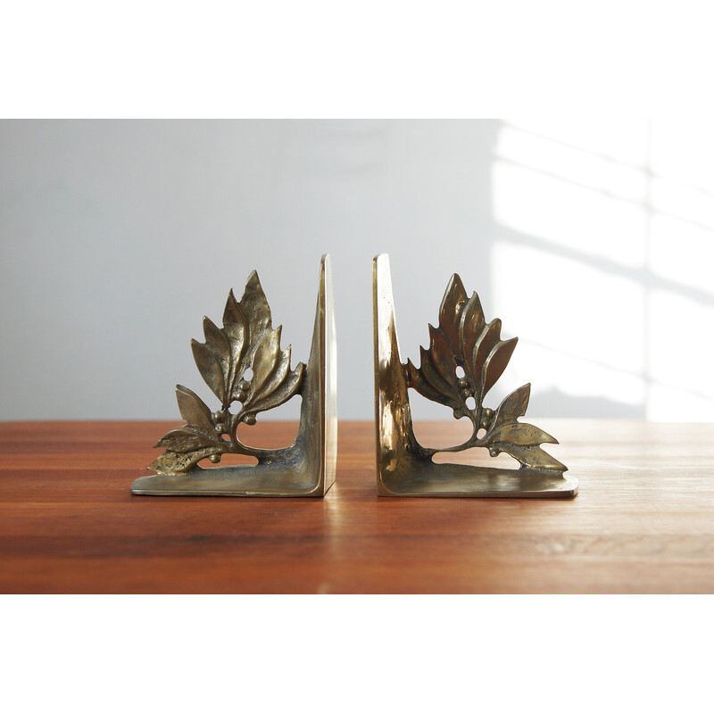 Pair of mid-century brass bookends, 1950-1960s