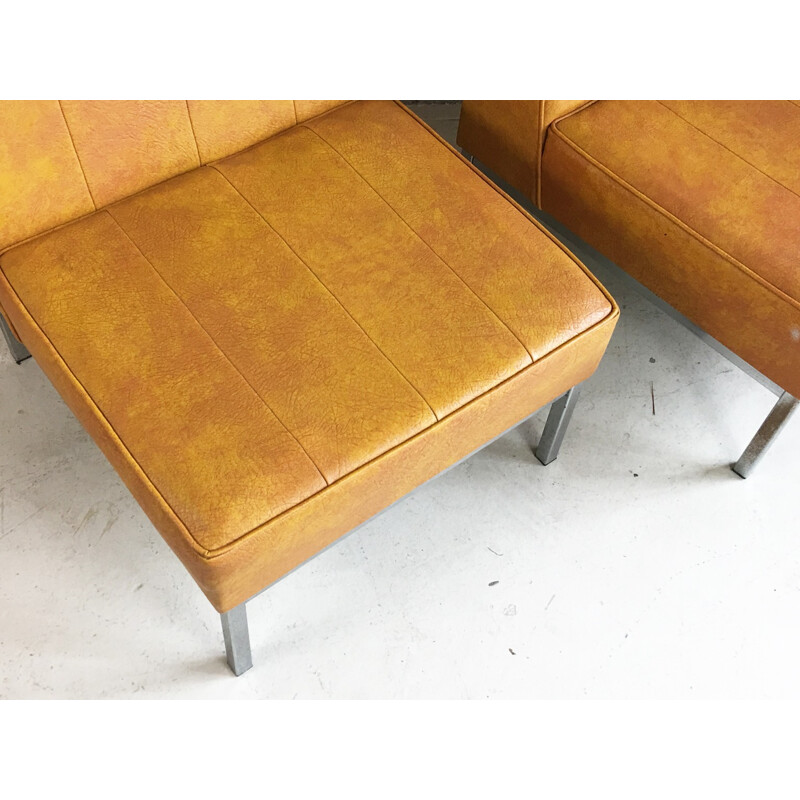 Pair of vinyl and chrome reception chairs - 1970s