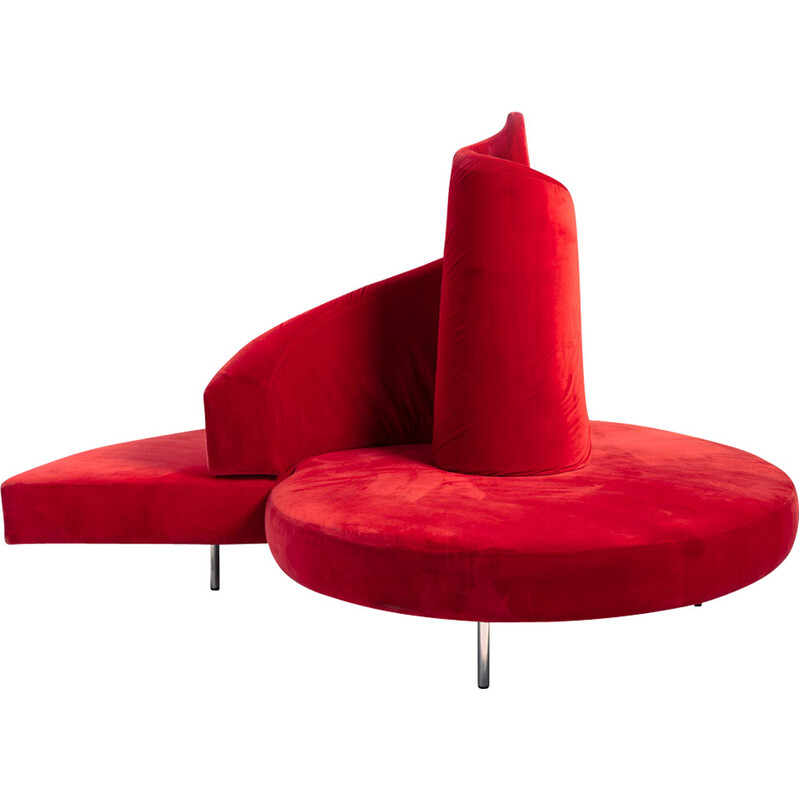 Vintage red Tatlin sofa by Mario Cananzi and Roberto Semprini for Edra, 1980s