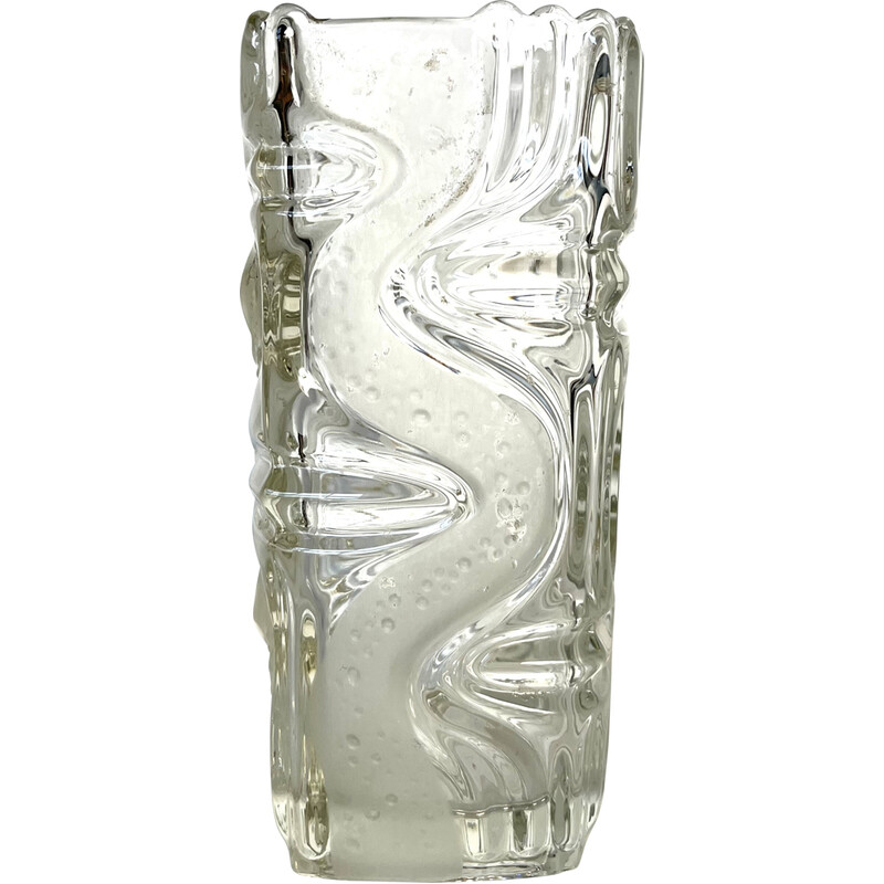 Vintage frosted glass vase, 1960s