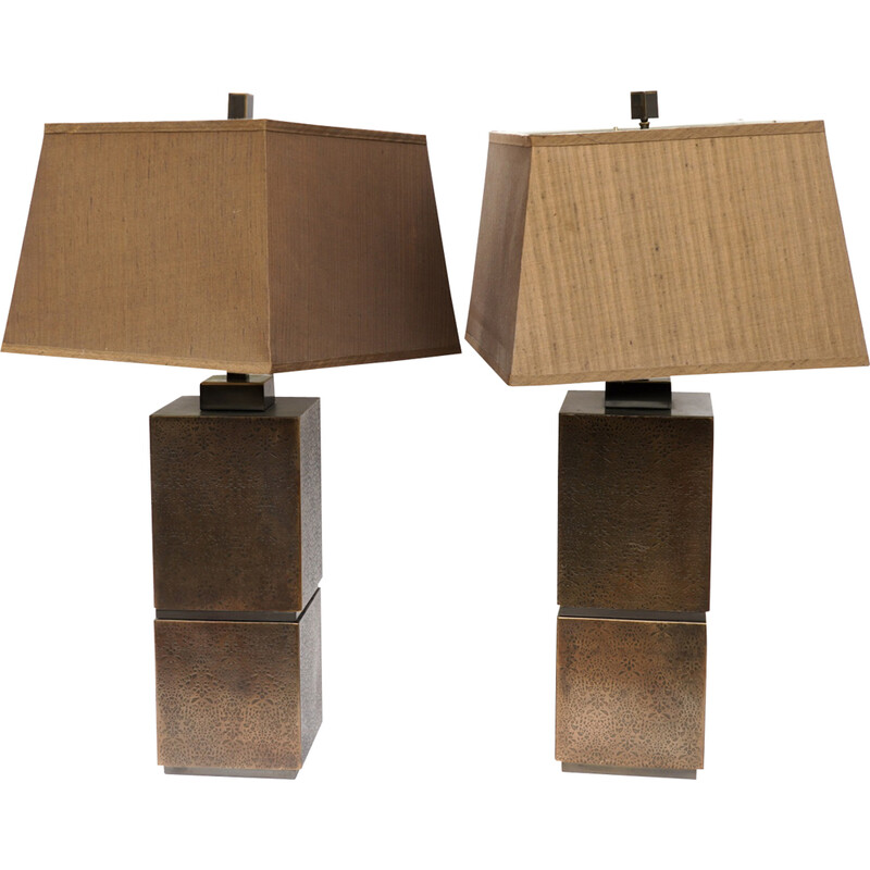 Pair of vintage bronze patinated lamps