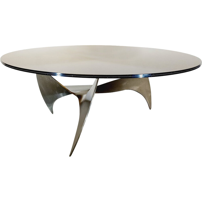 Vintage Propeller coffee table in steel and smoked glass by Knut Hesterberg for Ronald Schmitt, 1960