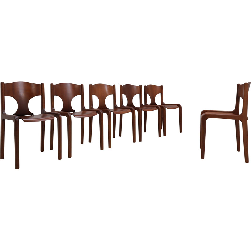 Ensemble de 6 chaises vintage par Augusto Savini pour Pozzi, 1960
