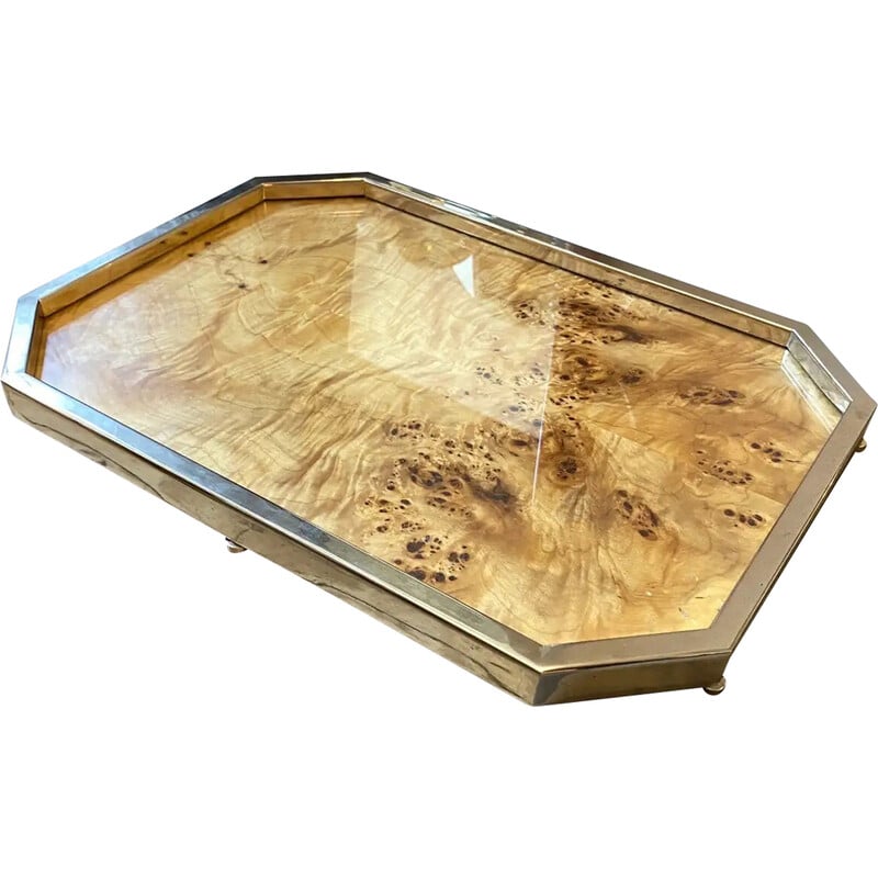 Vintage root and silver plated Italian serving tray by Jet Set Milano, Italy 1980s