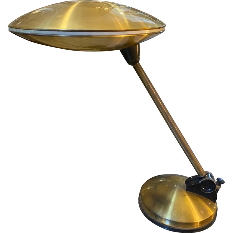Vintage Space Age gilded metal Italian desk lamp, 1970s