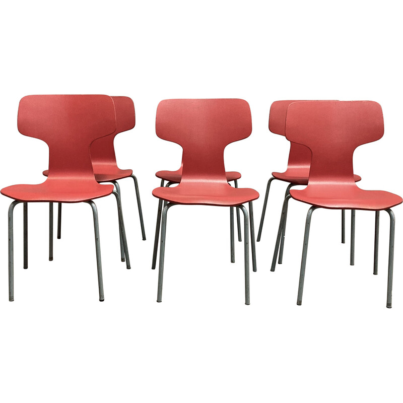 Conjunto de 6 cadeiras de criança vintage de Arne Jacobsen para Fritz Hansen, 1960