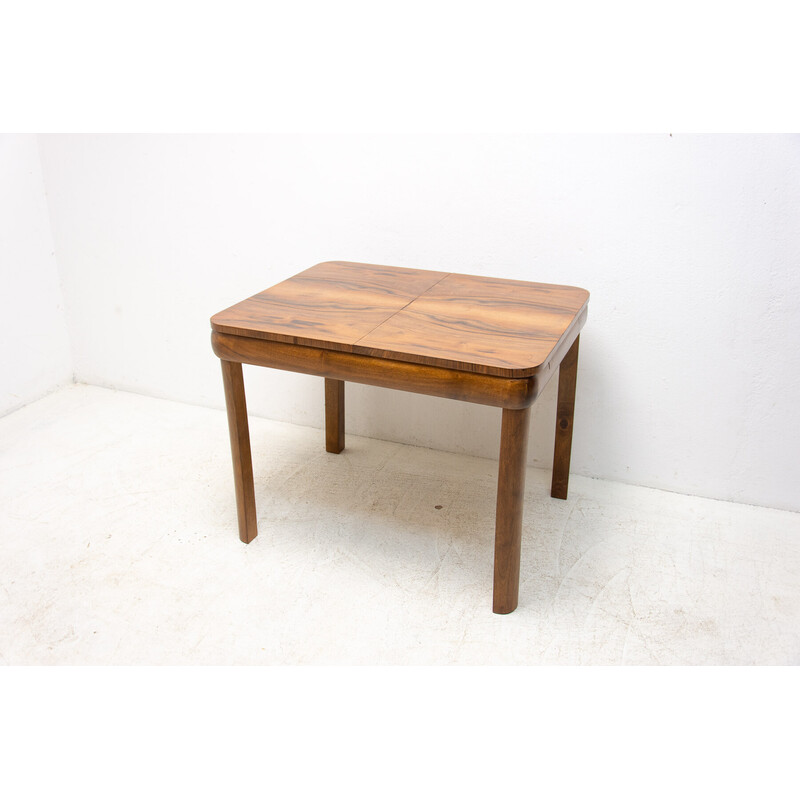 Vintage Art Deco adjustable dining table in walnut, Czechoslovakia 1940s