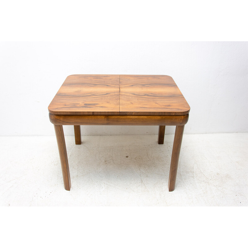 Vintage Art Deco adjustable dining table in walnut, Czechoslovakia 1940s