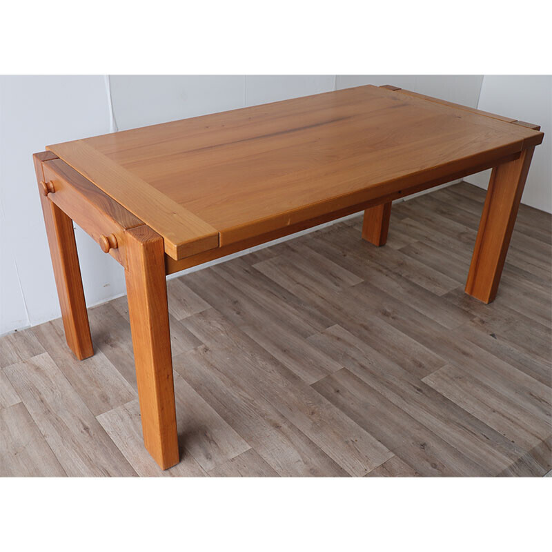 Vintage elmwood table by Maison Regain, 1970