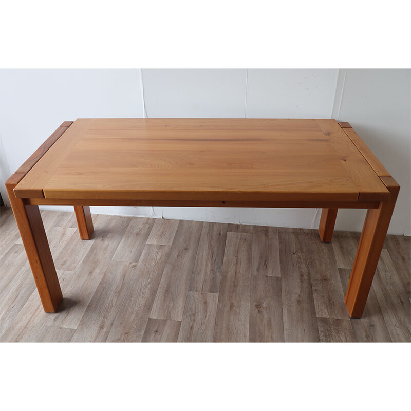 Vintage elmwood table by Maison Regain, 1970