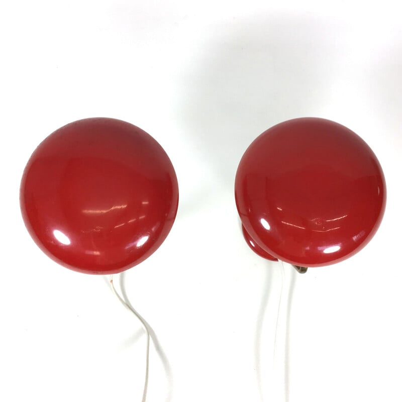 Paire de lampes de chevet rouges - 1960