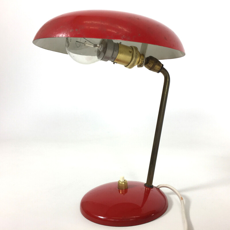 Pair of red bedside lamps - 1960s