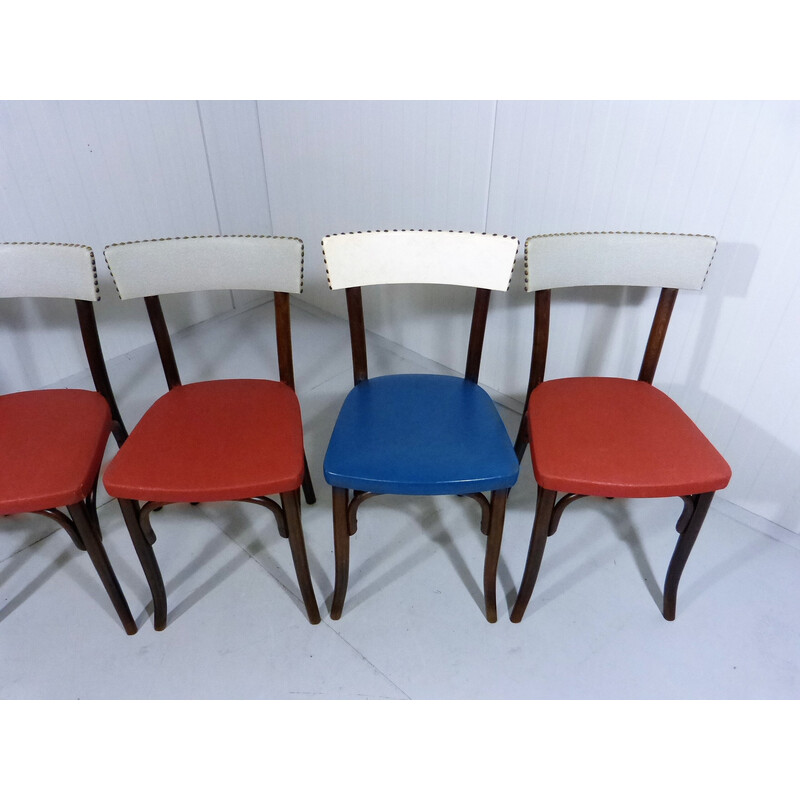 Set di 6 sedie da pranzo vintage in legno di faggio di Thonet, anni '50