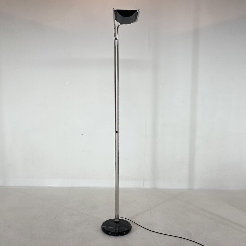 Vintage chrome and marble floor lamp by Bruno Gecchelin for Guzzini, Italy 1970s