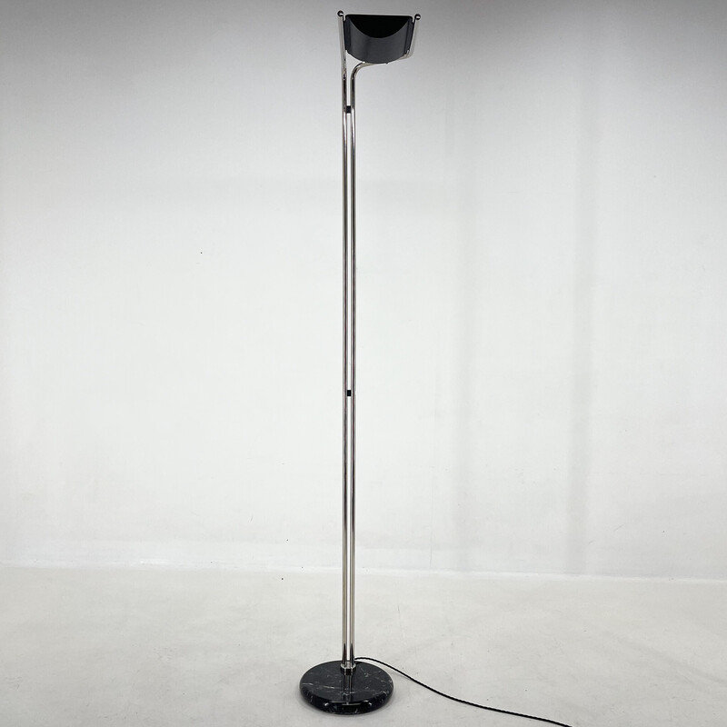 Vintage chrome and marble floor lamp by Bruno Gecchelin for Guzzini, Italy 1970s