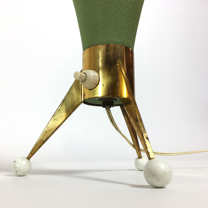 Tripod green table lamp  - 1950s