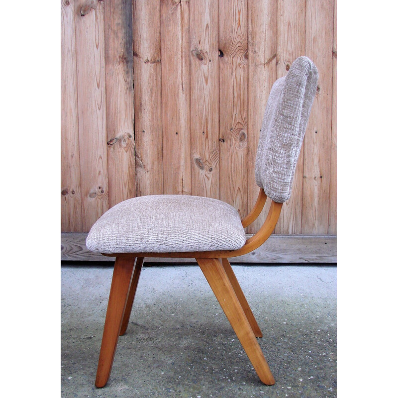 Conjunto de 4 cadeiras de madeira e tecido vintage, Dinamarca Anos 60
