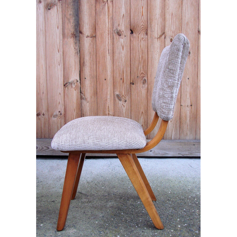 Set of 4 vintage wood and fabric chairs, Denmark 1960s