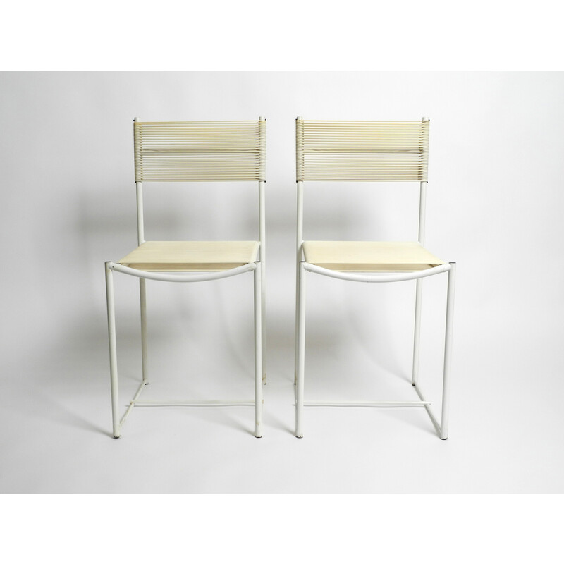 Paar vintage witte Spaghetti stoelen van Giandomenico Belotti voor Alias, Italië 1970