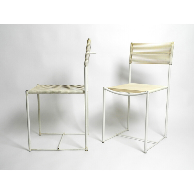 Par de cadeiras de Spaghetti branco vintage de Giandomenico Belotti para Alias, Itália 1970