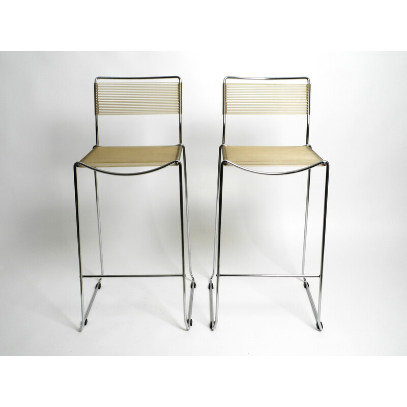 Pair of vintage chrome spaghetti bar stools by Giandomenico Belotti for Alias, 1970s