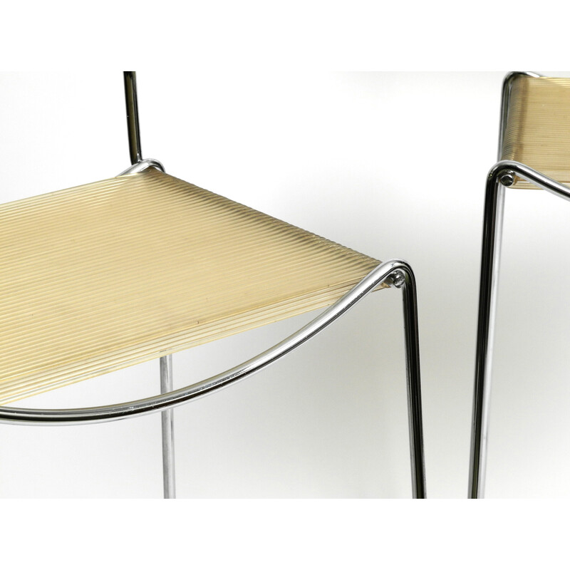 Pair of vintage chrome spaghetti bar stools by Giandomenico Belotti for Alias, 1970s