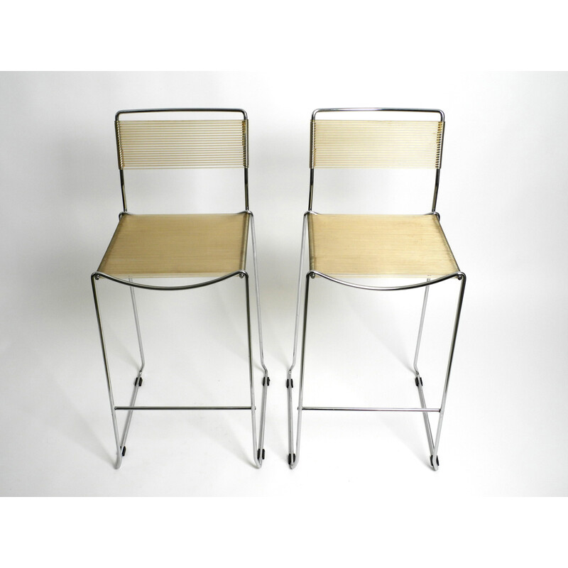 Pair of vintage chrome spaghetti bar stools by Giandomenico Belotti for Alias, 1970s