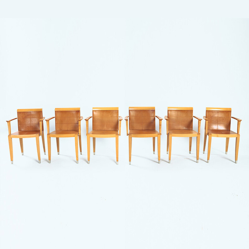 Set of 6 vintage Italian Aro chairs by Chi Wing Lo for Giorgetti, 1990s