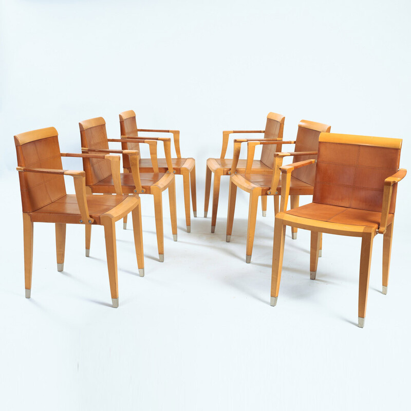 Set of 6 vintage Italian Aro chairs by Chi Wing Lo for Giorgetti, 1990s