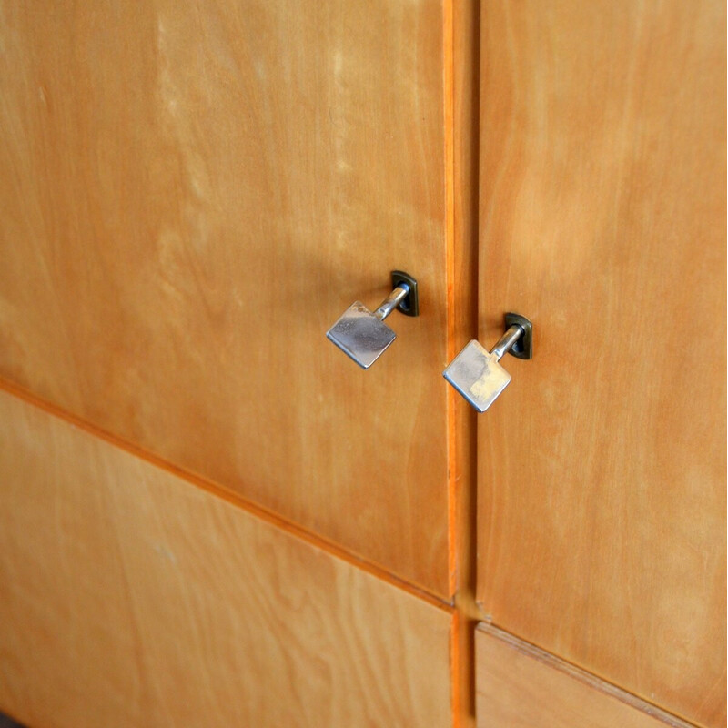 Vintage storage cabinet in lacquered birch veneer, 1950-1960