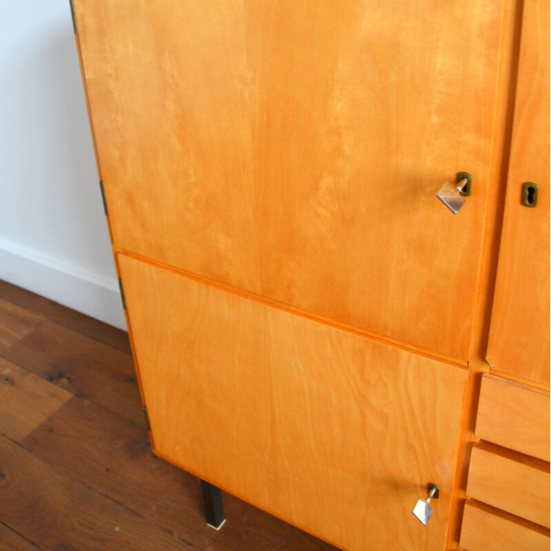 Vintage storage cabinet in lacquered birch veneer, 1950-1960