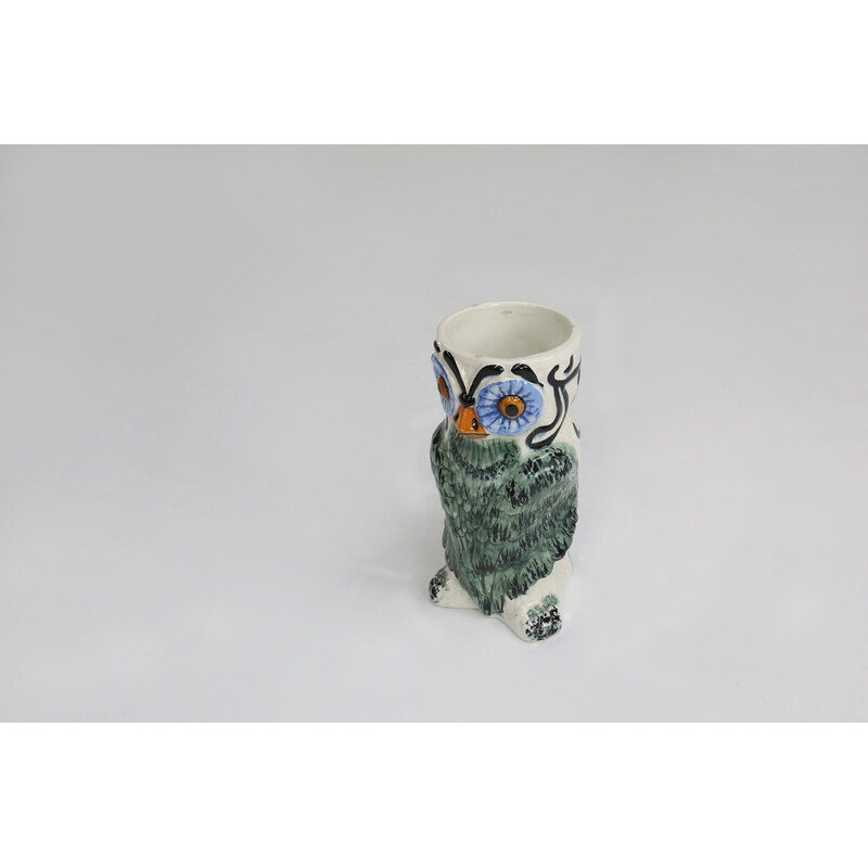 Vintage ceramic owl umbrella stand, 1970