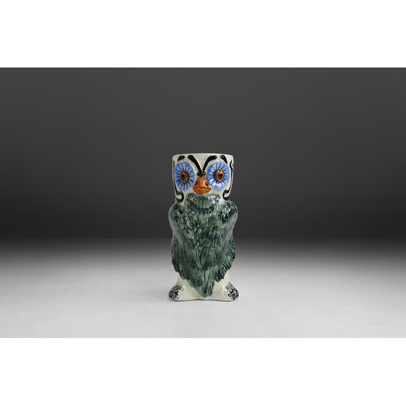 Vintage ceramic owl umbrella stand, 1970