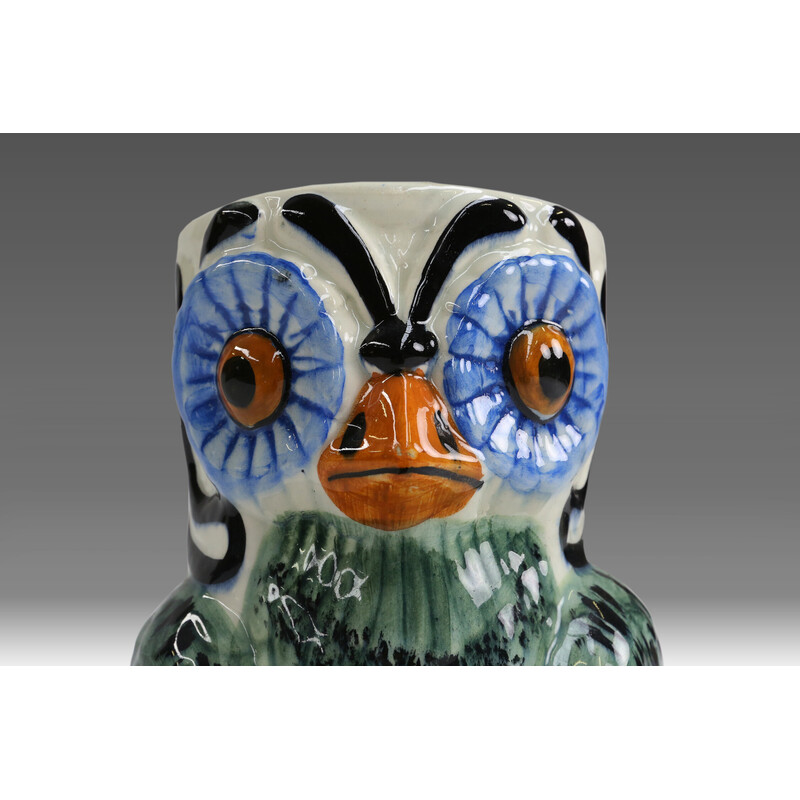Vintage ceramic owl umbrella stand, 1970