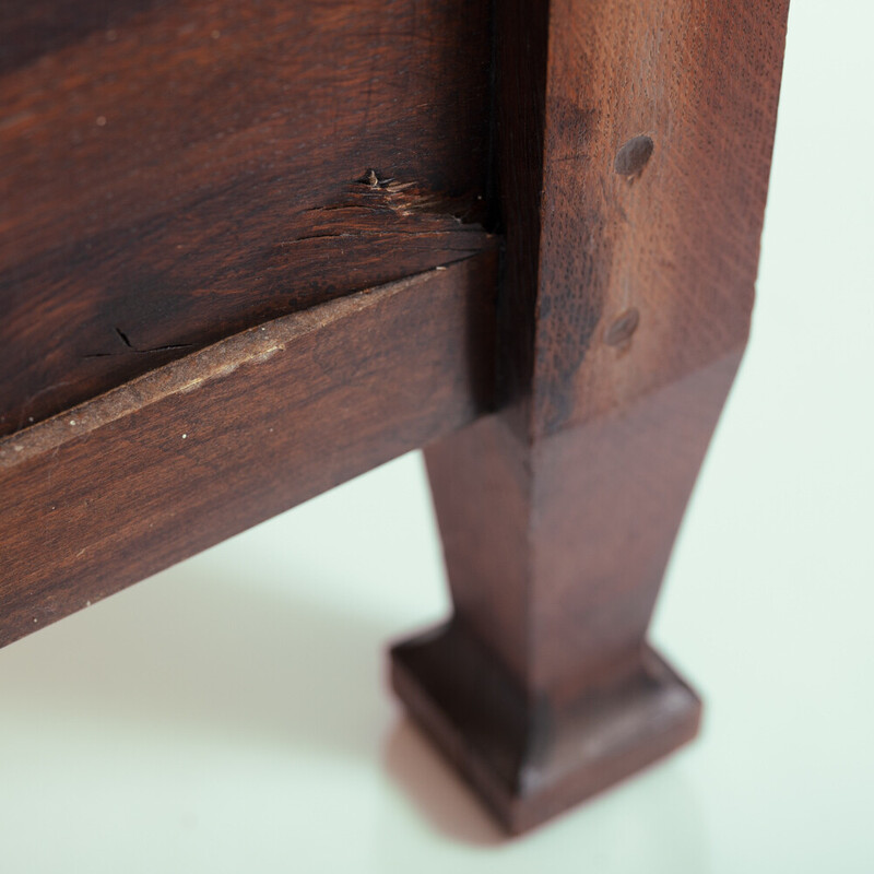 Vintage hall bench with storage in oakwood