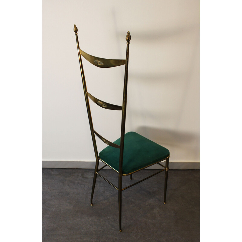 Vintage Chiavari Stuhl mit hoher Rückenlehne von Gaetano Descalzi, Italien 1950