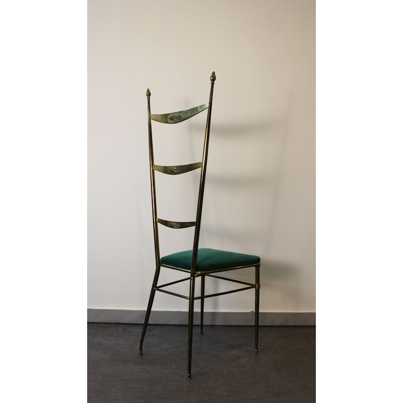 Vintage Chiavari stoel met hoge rugleuning van Gaetano Descalzi, Italië 1950