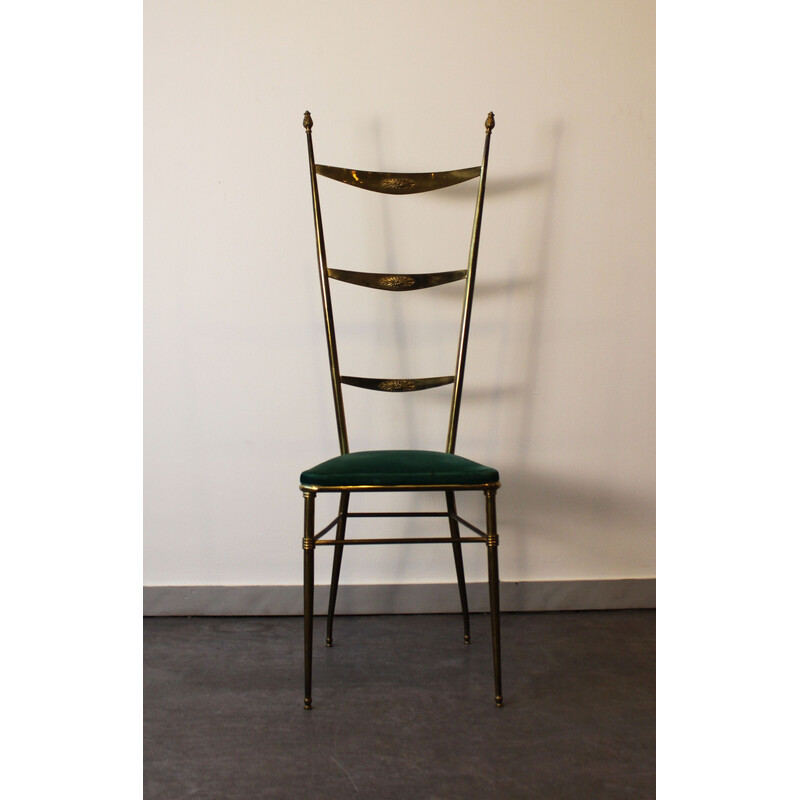 Cadeira de costas altas Vintage Chiavari de Gaetano Descalzi, Itália 1950