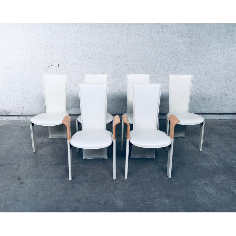 Conjunto de 6 cadeiras de jantar pós-modernas vintage de Pietro Costantini, Itália 1980