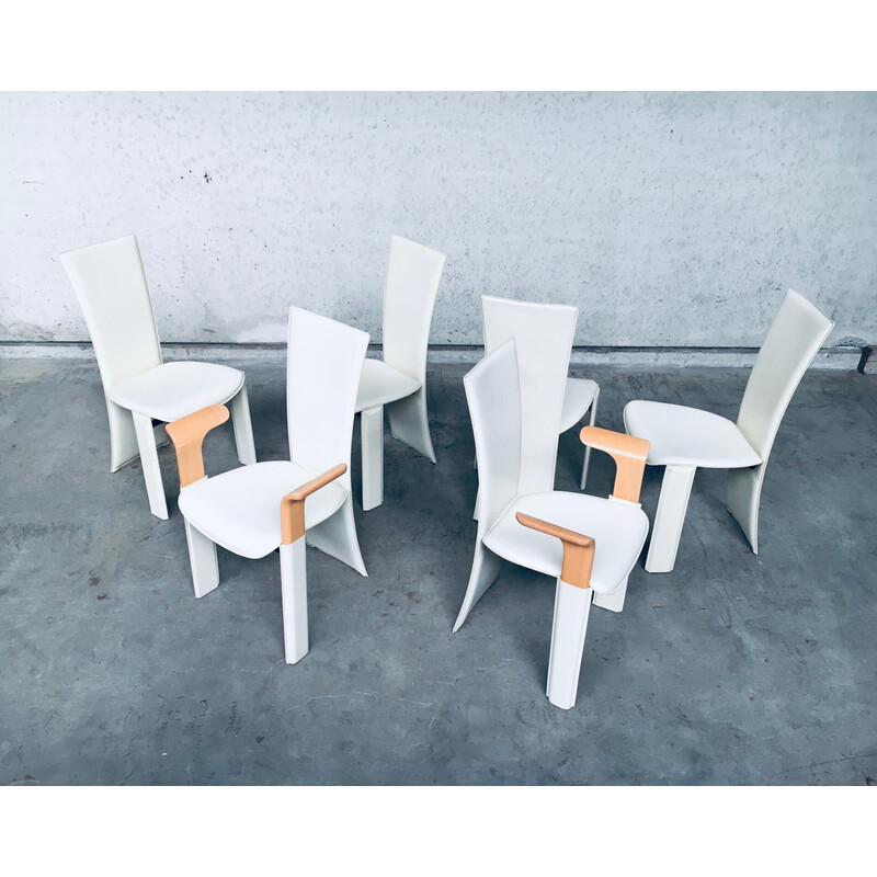 Juego de 6 sillas de comedor postmodernas vintage de Pietro Costantini, Italia años 80
