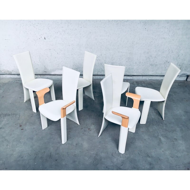 Set of 6 vintage Postmodern dining chairs by Pietro Costantini, Italy 1980s