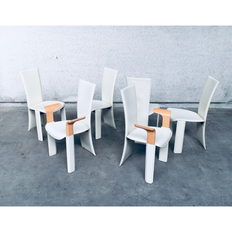 Ensemble de 6 chaises vintage postmoderne par Pietro Costantini, Italie 1980