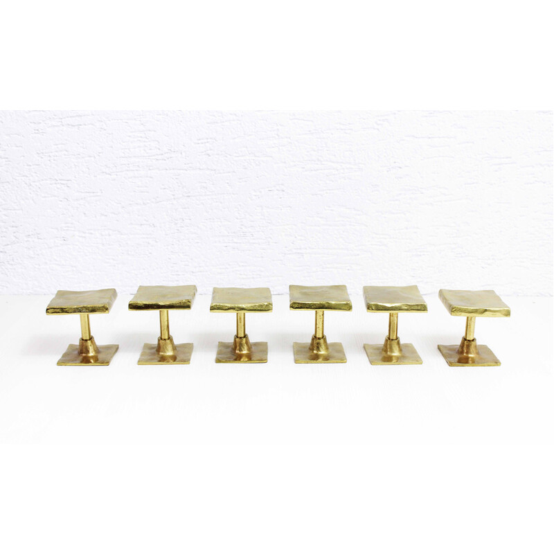 Set of 6 vintage bronze coat hooks by Sr, France