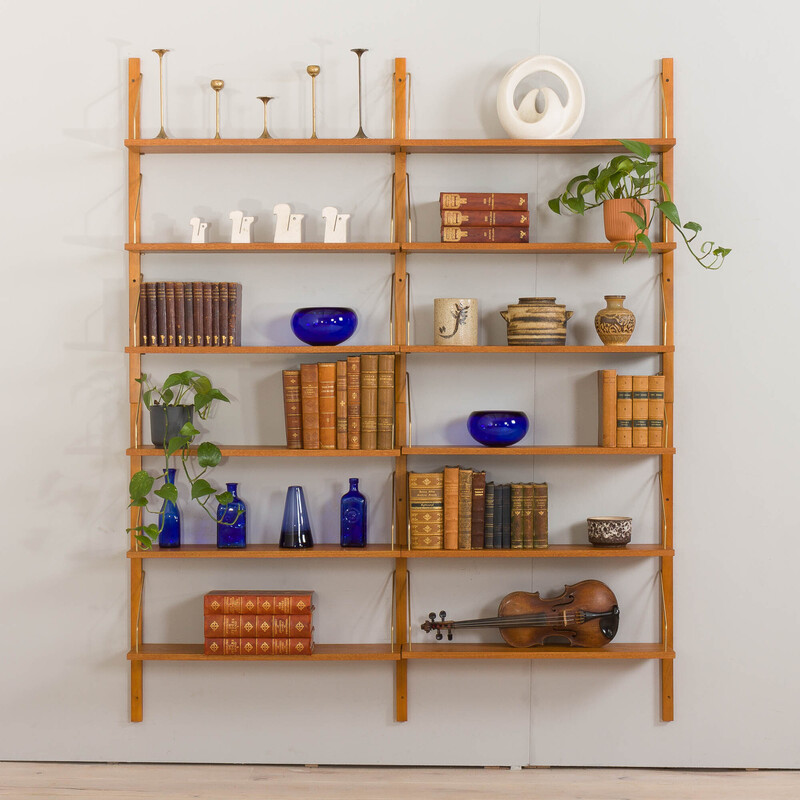 Danish vintage oakwood modular shelving system, 1960s