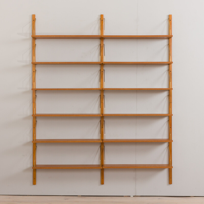 Danish vintage oakwood modular shelving system, 1960s