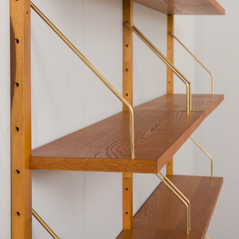 Danish vintage oakwood modular shelving system, 1960s