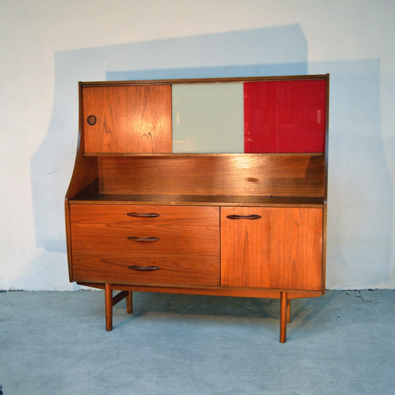 Scandinavian Highboard with glass panels - 1960s